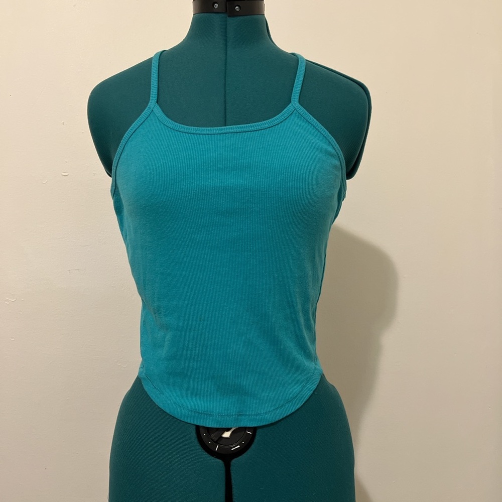 Large Blue Col Story Halter Top with Lace